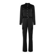 Liu Jo Cargo satin jumpsuit med bälte Black, Dam