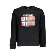 Napapijri Svart Bomullssweatshirt fr Mn Black, Herr