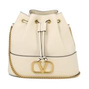 Valentino Garavani V Logo Signature Mini Bucket Väska Beige, Dam