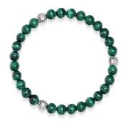 Nialaya 6mm Green Malachite Bracelet with Silver Balls Gray, Herr