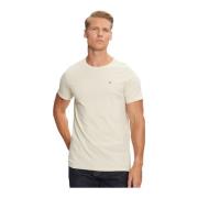 Tommy Jeans Broderad logotyp slim jersey t-shirt Beige, Herr