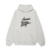 Anine Bing Retro Print Bomull Hoodie Gray, Dam