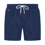 Kiton Blå Polyester Swim Boxer Shorts Blue, Herr