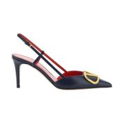 Valentino Garavani Patentläder Vlogo Slingback Pumps Blue, Dam