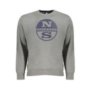 North Sails Grå Bomullssweatshirt med Logotyptryck Gray, Herr