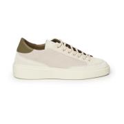 D.a.t.e. Vita Gröna Läder Sneakers med Logotyp Beige, Herr