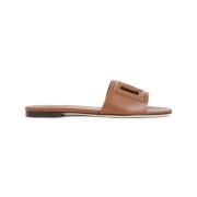 Dolce & Gabbana Brun läder cut-out slide sandaler Brown, Dam