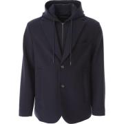 Emporio Armani Marinblå Blazer med Dragkedja Blue, Herr