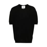 Jil Sander Svart Ullstickad Crew Neck T-shirt Black, Herr