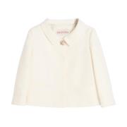 Valentino Pärlad Ivory Ull-Silke Blazer Beige, Dam