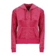 Juicy Couture Sammetshoodie med dragkedja fram Red, Dam