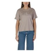 Calvin Klein Jeans Kortärmad bomullst-shirt kollektion Beige, Dam