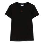 Alexander McQueen Svart Broderad Skull T-shirts och Polos Black, Dam