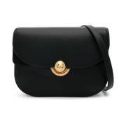 Furla Svart läder axelväska med Boule lås Black, Dam