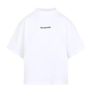 Balenciaga Cropped T-shirt i vitt och svart White, Dam