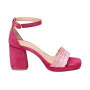 Fabienne Chapot Rosa Mocka Sandal med Blockklack Pink, Dam