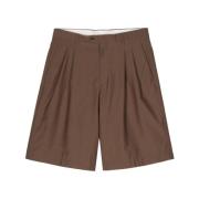 Lardini Kamel Ullblandning Skräddade Veckade Shorts Brown, Herr