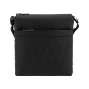 Salvatore Ferragamo Geometrisk läder messenger väska Black, Herr