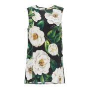 Dolce & Gabbana Svart Blommig Silke Top Multicolor, Dam