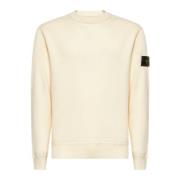 Stone Island Räfflad Crewneck Bomullströja Elfenben White, Herr