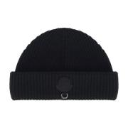 Moncler Svarta ullhattar med broderad logotyp Black, Dam