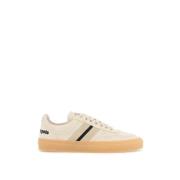 Moncler Lyxiga lädersneakers med svarta detaljer Beige, Herr