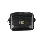 Calvin Klein Svart Polyester Axelväska med Logotyp Black, Dam