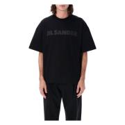 Jil Sander Svart Logot-shirt Oversized Passform Black, Herr