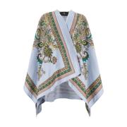 Etro Tryckt ullblandad asymmetrisk cape Multicolor, Dam