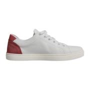 Dolce & Gabbana Logodetalj Lädersneakers Vit Maroon White, Dam