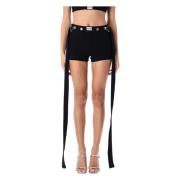 Jean Paul Gaultier Svarta Räfflade Elastiska Midjeshorts Black, Dam