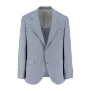 Brunello Cucinelli Diagonal Linen Deconstructed Jacket Gray, Herr