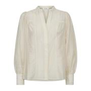 Co'Couture Feminin V-ringad Blus Off White White, Dam