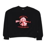 Propaganda Puppy Croptop Crewneck Sweatshirt Black, Dam