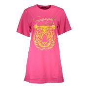 Cavalli Class Kortärmad Rund Hals T-shirt Rosa Pink, Dam