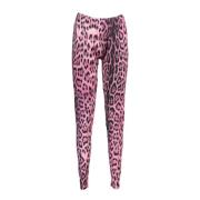 Cavalli Class Rosa Leggings för Damer med Tryckt Logotyp Pink, Dam