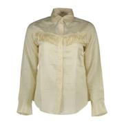 Gant Långärmad Skjorta Beige Italiensk Krage Beige, Dam