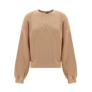 Pinko Ikoniskt Logobomullssweatshirt Beige, Dam