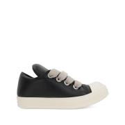 Rick Owens Svart Snörad Sneaker med Gummispets Black, Herr