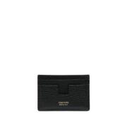 Tom Ford Svart Läder Plånbok Stilfull Uppgradering Black, Herr