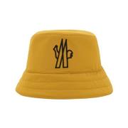 Moncler Quiltad Nylon Bucket Hat med Logo Yellow, Herr