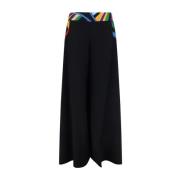 Emilio Pucci Kontrasterande Sidoband Wide-Leg Byxor Black, Dam