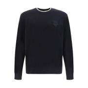 Dolce & Gabbana Monokrom Crew Neck Bomullströja Black, Herr