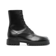 Maison Margiela Svarta läder Tabi Toe Lace-Up stövlar Black, Herr