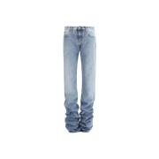 The Attico Samlad Botten Bomullsjeans Blue, Dam