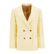 Blazé Milano Elegant Linen Nightbreak Blazer Yellow, Dam