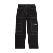 Off White Svarta Jeans med Broderad Logotyp Black, Herr