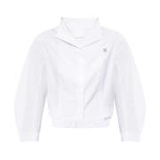 Givenchy Vit Puff Ärm High-Low Blus White, Dam