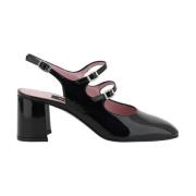 Carel Patentläder Almond Toe Pumps med Remmar Black, Dam