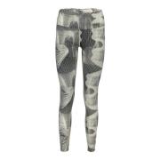 Fila Dam Leggings Svart Print Elastisk Midja Multicolor, Dam